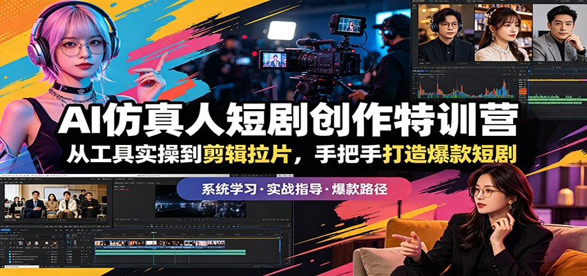 AI仿真人短剧创作特训营：从工具实操到剪辑拉片，手把手打造爆款短剧-小二项目网