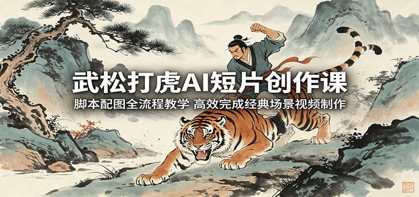 武松打虎AI短片创作课：脚本配图全流程教学，高效完成经典场景视频制作-小二项目网