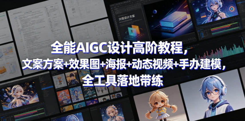 全能AIGC设计高阶教程，文案方案+效果图+海报+动态视频+手办建模，全工具落地带练-小二项目网