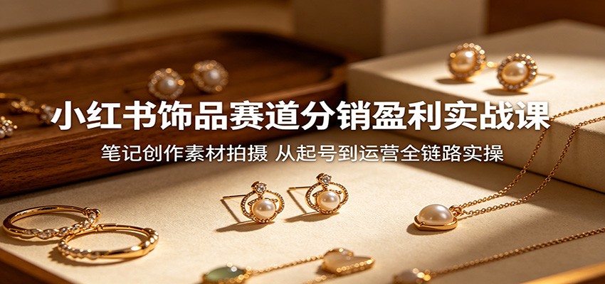 小红书饰品赛道分销盈利实战课：笔记创作素材拍摄，从起号到运营全链路实操-小二项目网