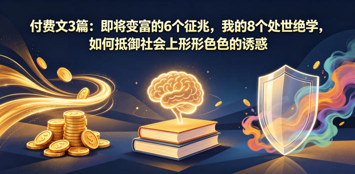 付费文3篇：即将变富的6个征兆，我的8个处世绝学，如何抵御社会上形形色色的诱惑-小二项目网