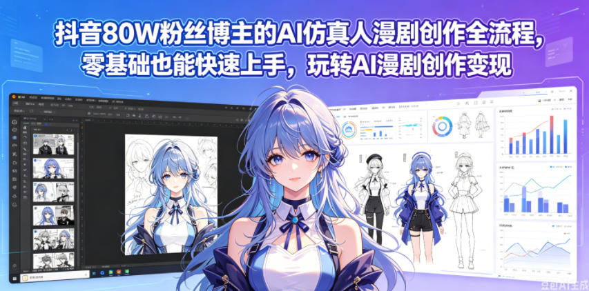 抖音80W粉丝博主的AI仿真人漫剧创作全流程，零基础也能快速上手，玩转AI漫剧创作变现-小二项目网