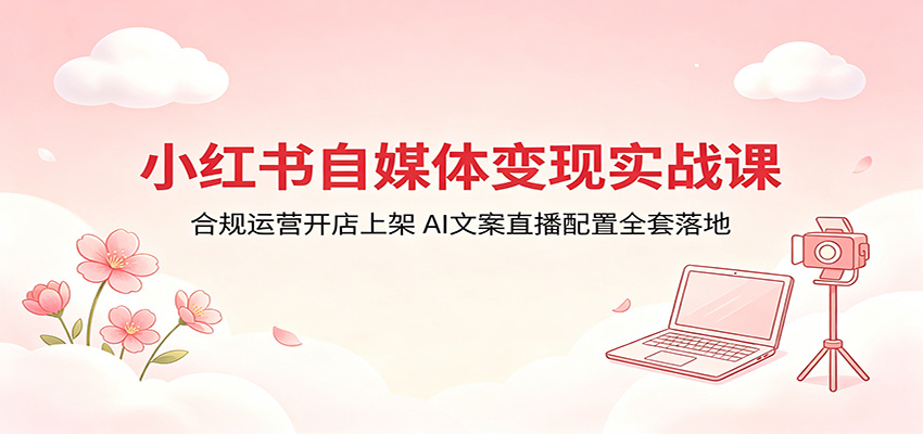小红书自媒体变现实战课：合规运营开店上架，AI文案直播配置全套落地-小二项目网