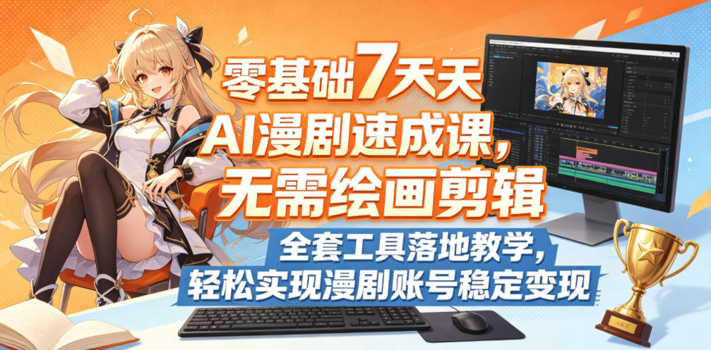 零基础7天AI漫剧速成课，无需绘画剪辑，全套工具落地教学，轻松实现漫剧账号稳定变现-小二项目网
