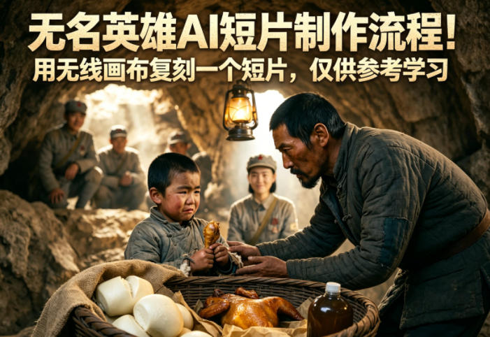 无名英雄AI短片制作流程！用无线画布复刻一个短片，仅供参考学习-小二项目网