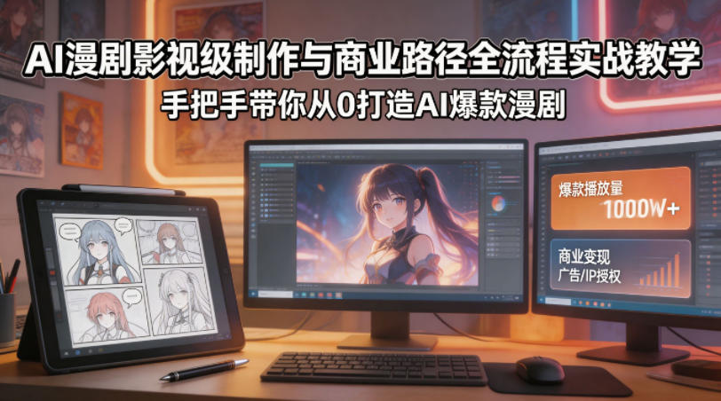 AI漫剧影视级制作与商业路径全流程实战教学，手带你从0打造AI爆款漫剧-小二项目网