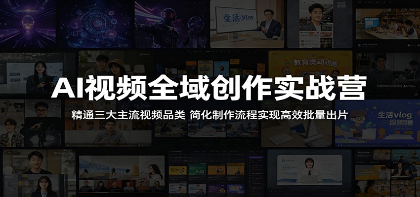 AI视频全域创作实战营：精通三大主流视频品类，简化制作流程实现高效批量出片-小二项目网