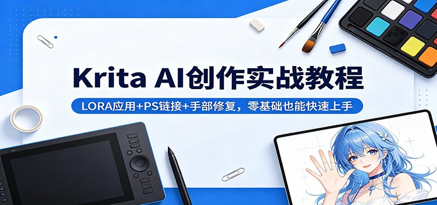 Krita AI创作实战教程：LORA应用+PS链接+手部修复，零基础也能快速上手-小二项目网