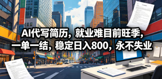 AI代写简历，就业难目前旺季，一单一结，稳定日入800，永不失业-小二项目网