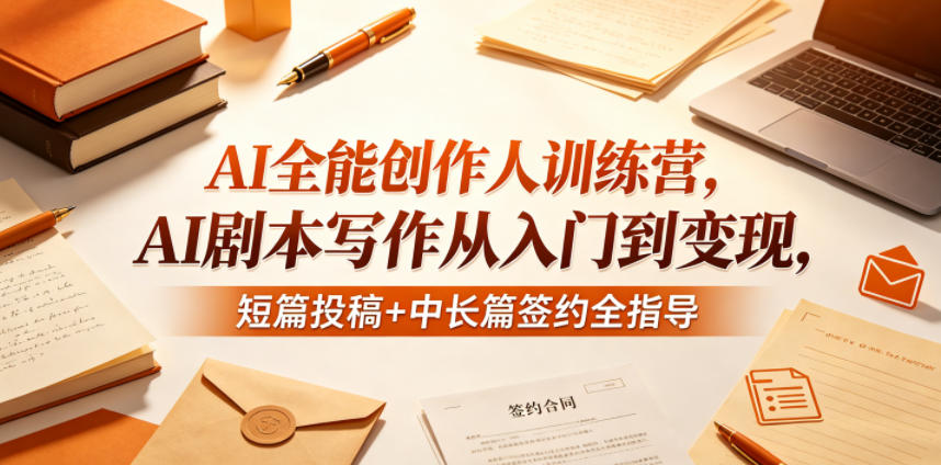 AI全能创作人训练营，AI剧本写作从入门到变现，短篇投稿+中长篇签约全指导-小二项目网