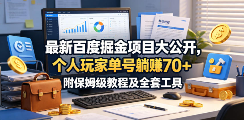 最新百度掘金项目大公开，个人玩家单号躺賺70+，附保姆级教程及全套工具【揭秘】-小二项目网