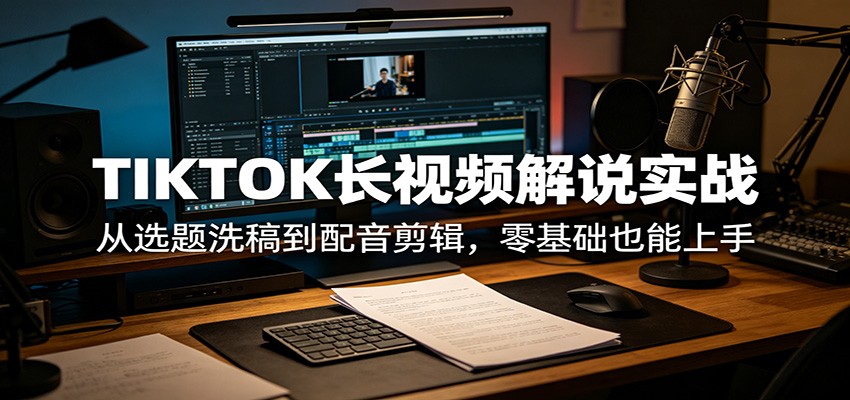 TIKTOK长视频解说实战：从选题洗稿到配音剪辑，零基础也能上手-小二项目网