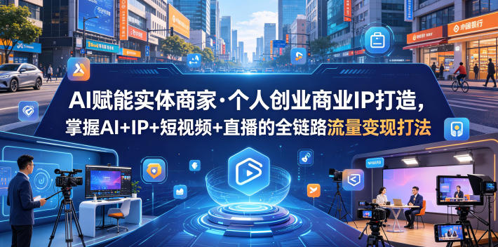 AI赋能实体商家·个人创业商业IP打造，掌握AI+IP+短视频+直播的全链路流量变现打法-小二项目网