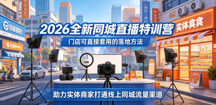 2026全新同城直播特训营，门店可直接套用的落地方法，助力实体商家打通线上同城流量渠道-小二项目网