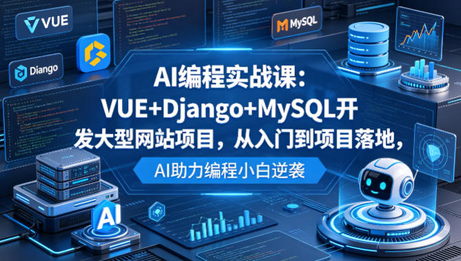 AI编程实战课：VUE+Django+MySQL开发大型网站项目，从入门到项目落地，AI助力编程小白逆袭-小二项目网