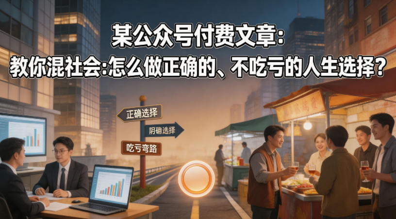 某公众号付费文章：教你混社会：怎么做正确的、不吃亏的人生选择？-小二项目网