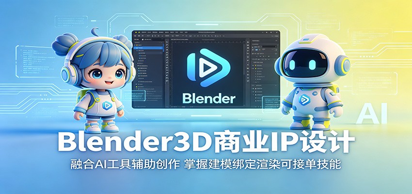 Blender3D商业IP设计：融合AI工具辅助创作，掌握建模绑定渲染可接单技能-小二项目网
