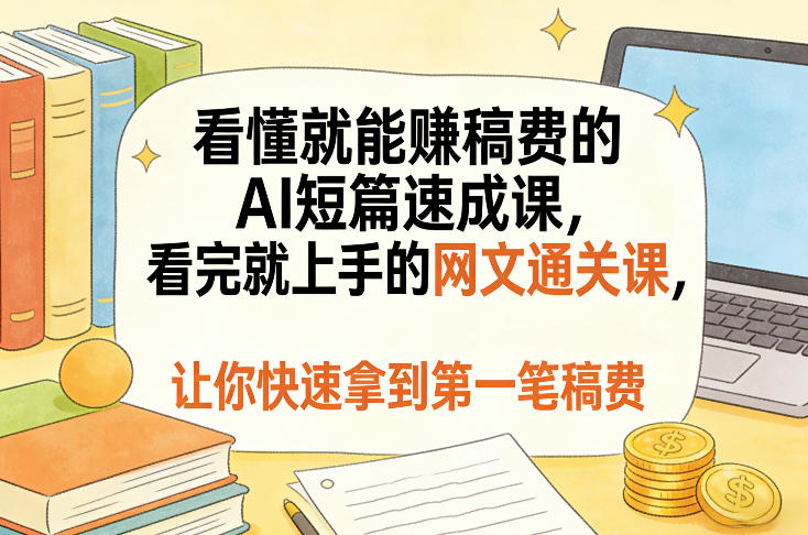 看懂就能賺稿费的AI短篇速成课，看完就上手的网文通关课，让你快速拿到第一笔稿费（更新5月）-小二项目网