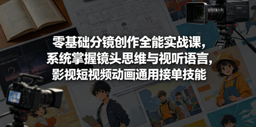 零基础分镜创作全能实战课，系统掌握镜头思维与视听语言，影视短视频动画通用接单技能-小二项目网
