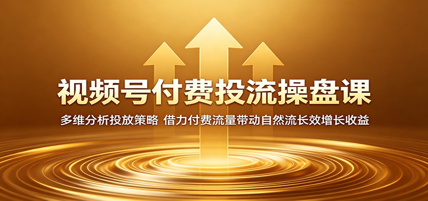 视频号付费投流操盘课：多维分析投放策略，借力付费流量带动自然流长效增长收益-小二项目网