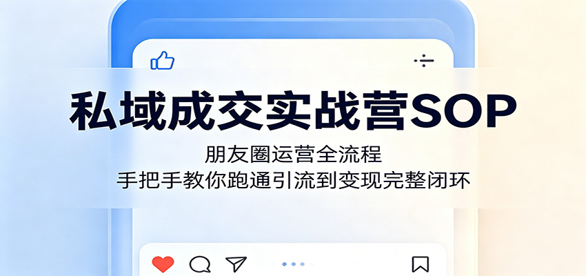私域成交实战营SOP：朋友圈运营全流程，手把手教你跑通引流到变现完整闭环-小二项目网
