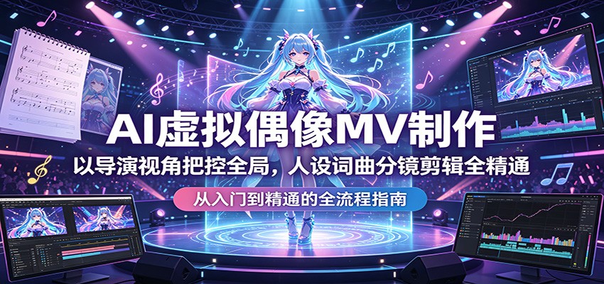 AI虚拟偶像MV制作：以导演视角把控全局，人设词曲分镜剪辑全精通-小二项目网