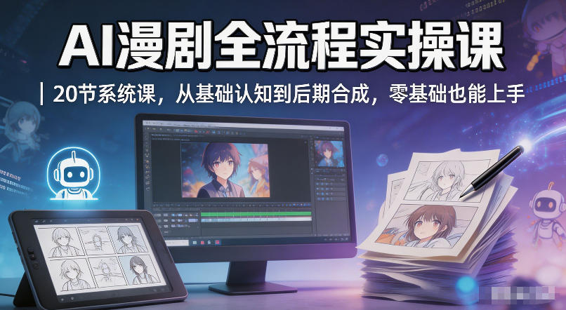 AI漫剧全流程实操课｜20节系统课，从基础认知到后期合成，零基础也能上手-小二项目网