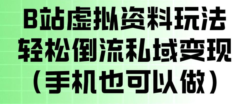 B站虚拟资料玩法，轻松倒流私域变现，一部手机就可以做-小二项目网