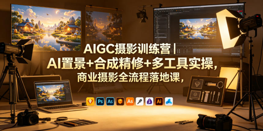 AIGC摄影训练营｜AI置景+合成精修+多工具实操，商业摄影全流程落地课-小二项目网