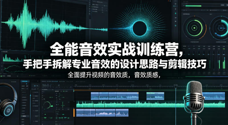 全能音效实战训练营，手把手拆解专业音效的设计思路与剪辑技巧，全面提升视频的音效质感-小二项目网