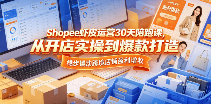 Shopee虾皮运营30天陪跑课，从开店实操到爆款打造，稳步撬动跨境店铺盈利增收-小二项目网