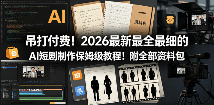 吊打付费！2026最新最全最细的AI短剧制作保姆级教程！附全部资料包-小二项目网