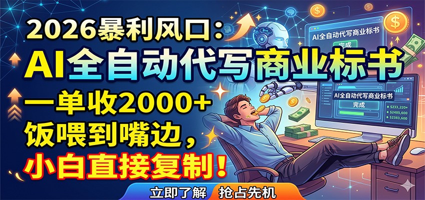 AI全自动代写商业标书，一单收2000+，饭喂到嘴边，小白直接复制-小二项目网