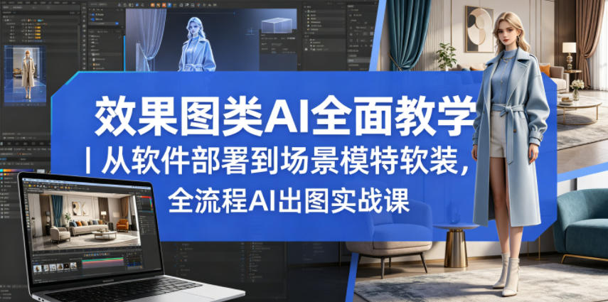 效果图类AI全面教学｜从软件部署到场景模特软装，全流程AI出图实战课-小二项目网