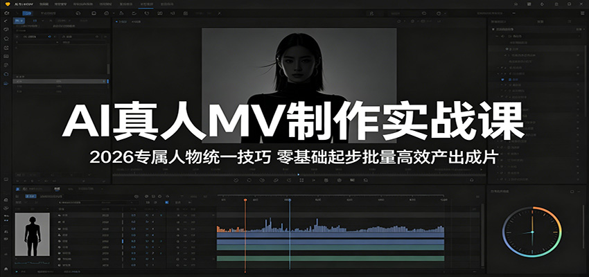 AI真人MV制作实战课：2026专属人物统一技巧，零基础起步批量高效产出成片-小二项目网