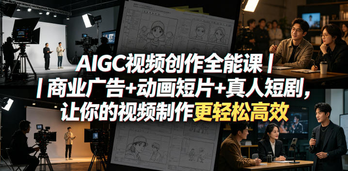 AIGC视频创作全能课｜商业广告+动画短片+真人短剧，让你的视频制作更轻松高效-小二项目网