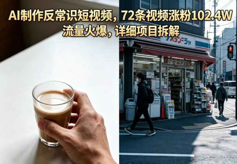 AI制作反常识短视频，72条视频涨粉102.4W，流量火爆，详细项目拆解-小二项目网