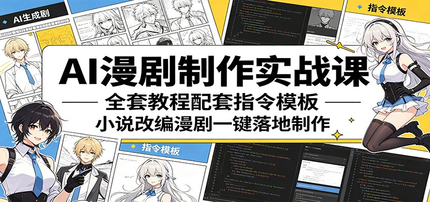 AI漫剧制作实战课：全套教程配套指令模板，小说改编漫剧一键落地制作-小二项目网