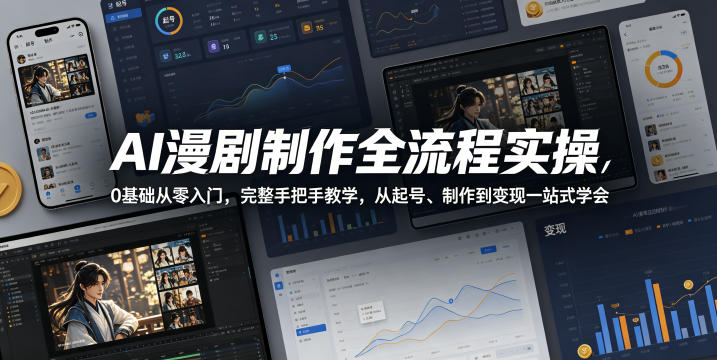 AI漫剧制作全流程实操，0基础从零入门，完整手把手教学，从起号、制作到变现一站式学会-小二项目网