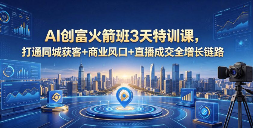 AI创富火箭班3天特训课，打通同城获客+商业风口+直播成交全增长链路，2026年4月新课-小二项目网