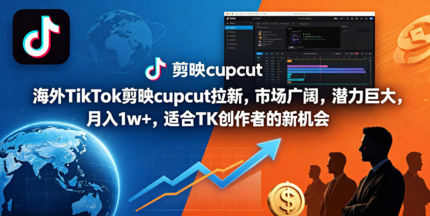 海外TikTok剪映cupcut拉新，市场广阔，潜力巨大，月入1w+，适合TK创作者的新机会-小二项目网