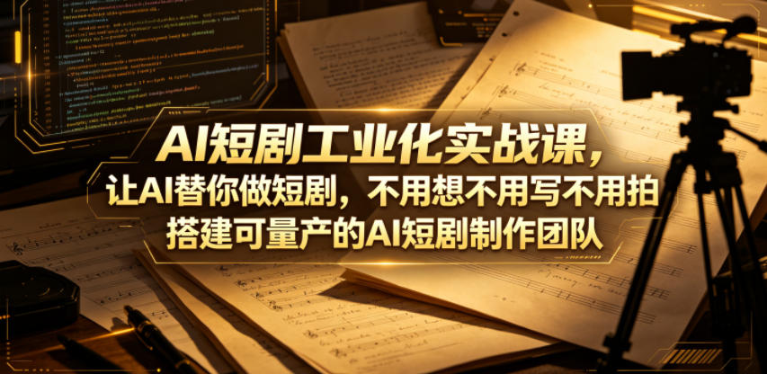AI短剧工业化实战课，让AI替你做短剧，不用想不用写不用拍，搭建可量产的AI短剧制作团队-小二项目网