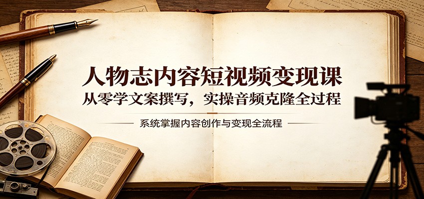人物志内容短视频变现课：从零学文案撰写，实操音频克隆全过程-小二项目网