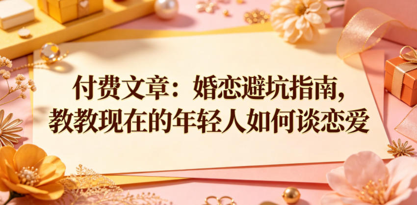 付费文章：婚恋避坑指南，教教现在的年轻人如何谈恋爱-小二项目网