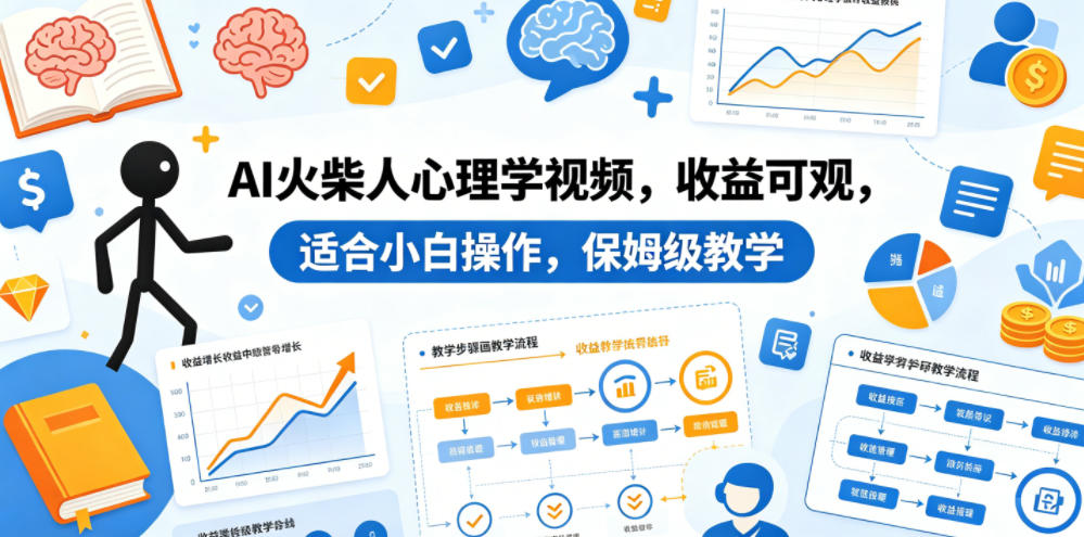 AI火柴人心理学视频，收益可观，适合小白操作，保姆级教学-小二项目网