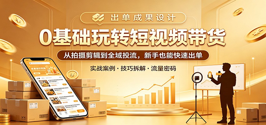 0基础玩转短视频带货：从拍摄剪辑到全域投流，新手也能快速出单-小二项目网