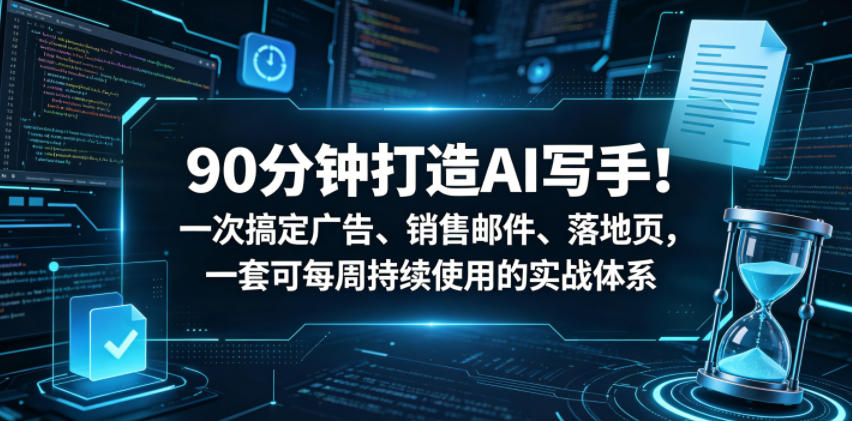 90分钟打造AI写手！一次搞定广告、销售邮件、落地页，一套可每周持续使用的实战体系【原创双语字幕】-小二项目网