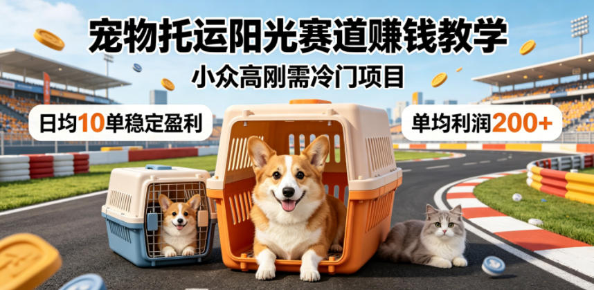 宠物托运阳光赛道賺钱教学，小众高刚需冷门项目，日均10单稳定盈利，单均利润200+-小二项目网