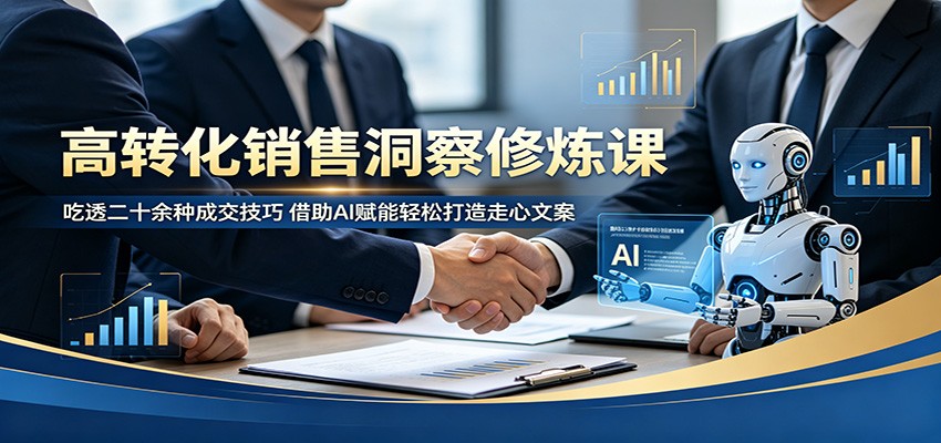 高转化销售洞察修炼课：吃透二十余种成交技巧，借助AI赋能轻松打造走心文案-小二项目网