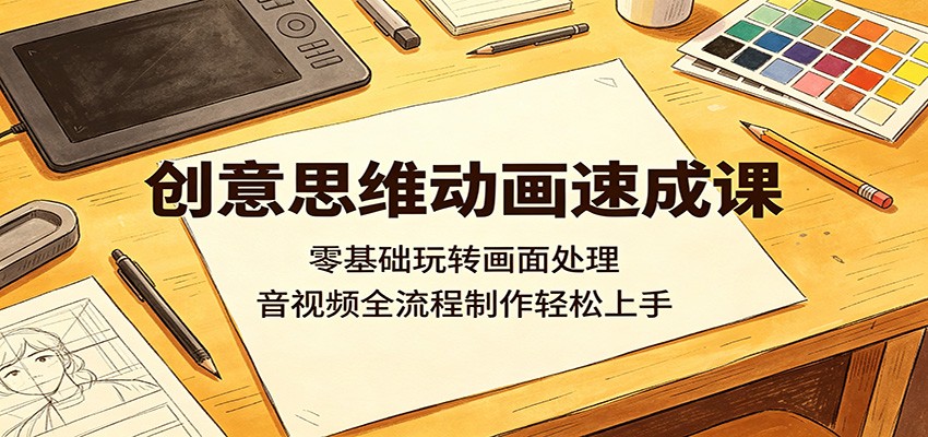 创意思维动画速成课：零基础玩转画面处理，音视频全流程制作轻松上手-小二项目网